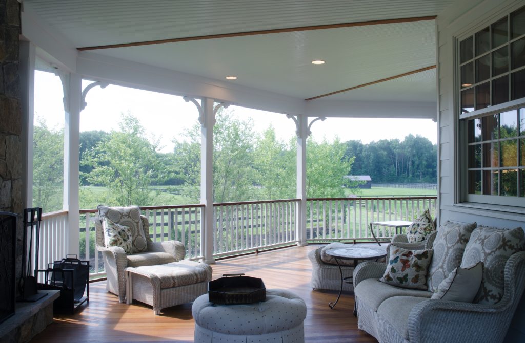 Inspiration for a country porch remodel in New York by Phinney Design Group | Outdoor Photos | Porch | Landscaping | Landscape Design | Outdoor Living Space | Porch Design Ideas | Outdoor Living Space Ideas | Backyard Design