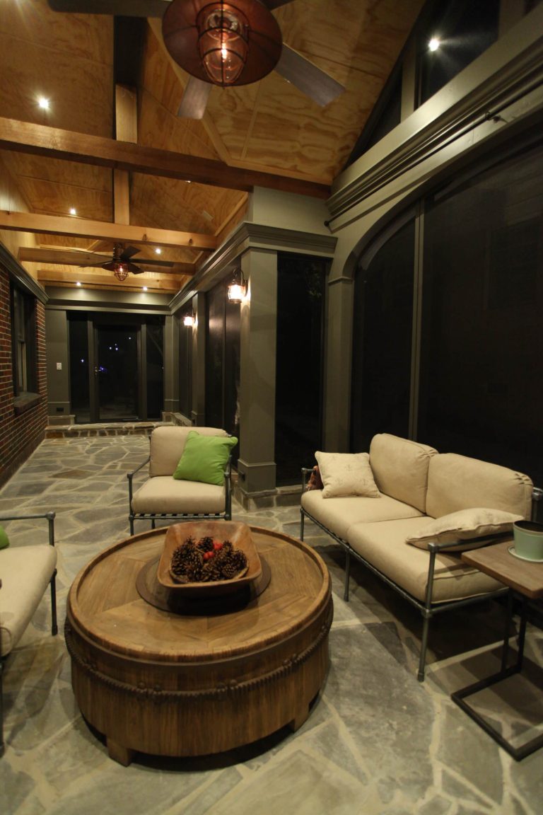 Inspiration for a craftsman stone screened-in porch remodel in Atlanta with a roof extension by VV Contracting, Inc. | Outdoor Photos | Porch | Landscaping | Landscape Design | Outdoor Living Space | Porch Design Ideas | Outdoor Living Space Ideas | Backyard Design