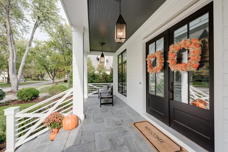 Inspiration for a farmhouse porch remodel in Chicago by M House Development | Outdoor Photos | Porch | Landscaping | Landscape Design | Outdoor Living Space | Porch Design Ideas | Outdoor Living Space Ideas | Backyard Design