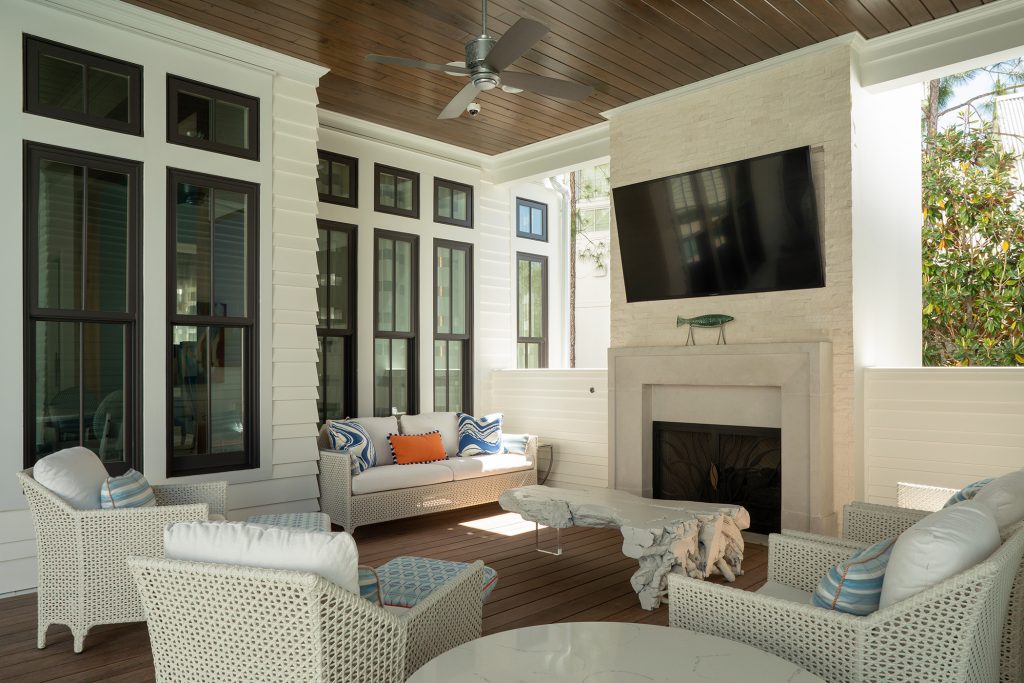 Inspiration for a large coastal porch remodel in Other with decking and a roof extension by Geoff Chick & Associates | Outdoor Photos | Porch | Landscaping | Landscape Design | Outdoor Living Space | Porch Design Ideas | Outdoor Living Space Ideas | Backyard Design