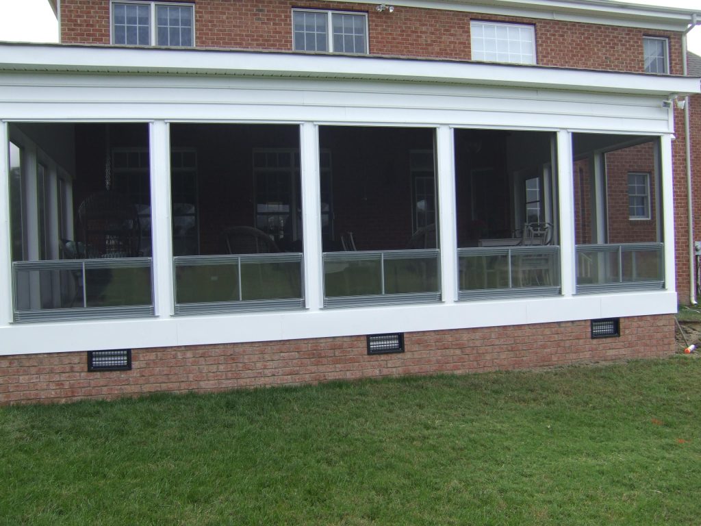 Inspiration for a large contemporary screened-in back porch remodel in Other with a roof extension by Outdoor Designers | Outdoor Photos | Porch | Landscaping | Landscape Design | Outdoor Living Space | Porch Design Ideas | Outdoor Living Space Ideas | Backyard Design