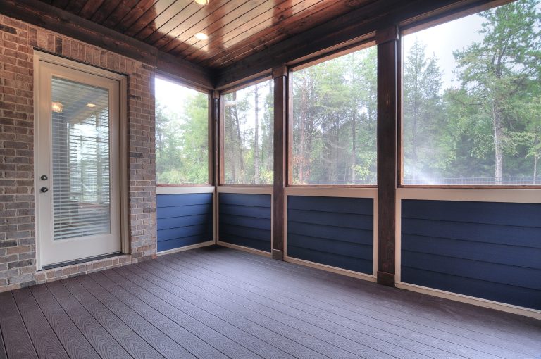 Inspiration for a large craftsman screened-in back porch remodel in Charlotte with decking and a roof extension by Linnane Homes | Outdoor Photos | Porch | Landscaping | Landscape Design | Outdoor Living Space | Porch Design Ideas | Outdoor Living Space Ideas | Backyard Design