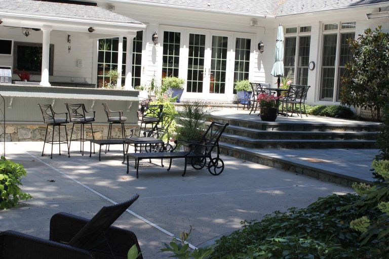 Inspiration for a large timeless backyard concrete patio kitchen remodel in DC Metro
