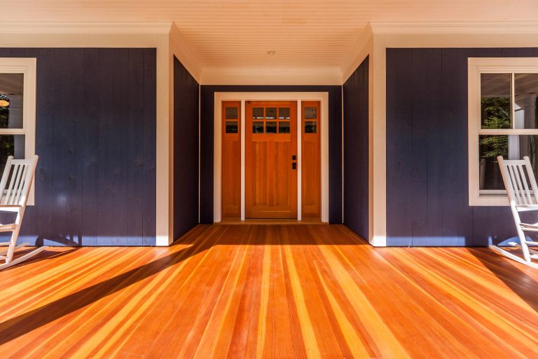 Inspiration for a large timeless front porch remodel in Boston with decking and a roof extension by Pete Conrad Construction | Outdoor Photos | Porch | Landscaping | Landscape Design | Outdoor Living Space | Porch Design Ideas | Outdoor Living Space Ideas | Backyard Design