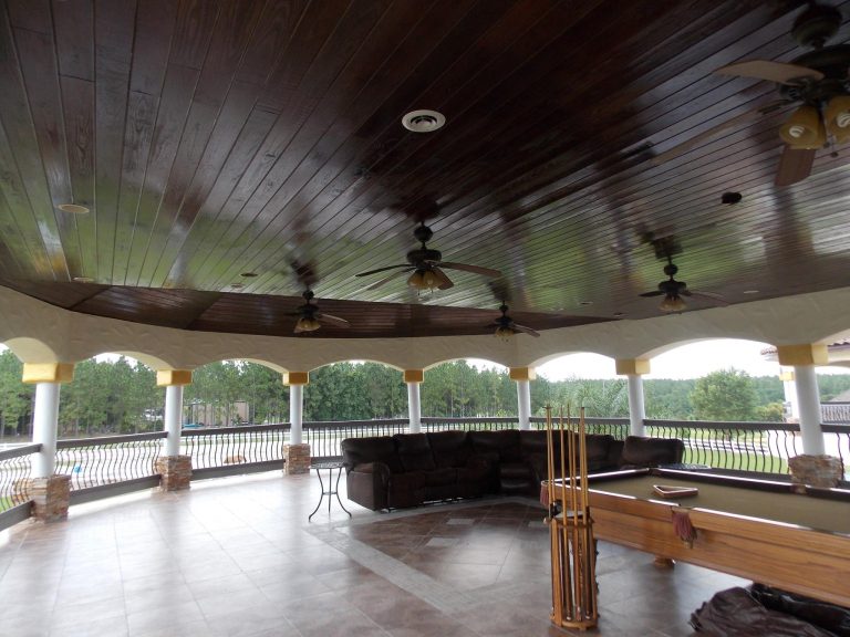 Inspiration for a large timeless tile back porch remodel in Orlando with a roof extension by Masters Touch Painting and Remodeling | Outdoor Photos | Porch | Landscaping | Landscape Design | Outdoor Living Space | Porch Design Ideas | Outdoor Living Space Ideas | Backyard Design