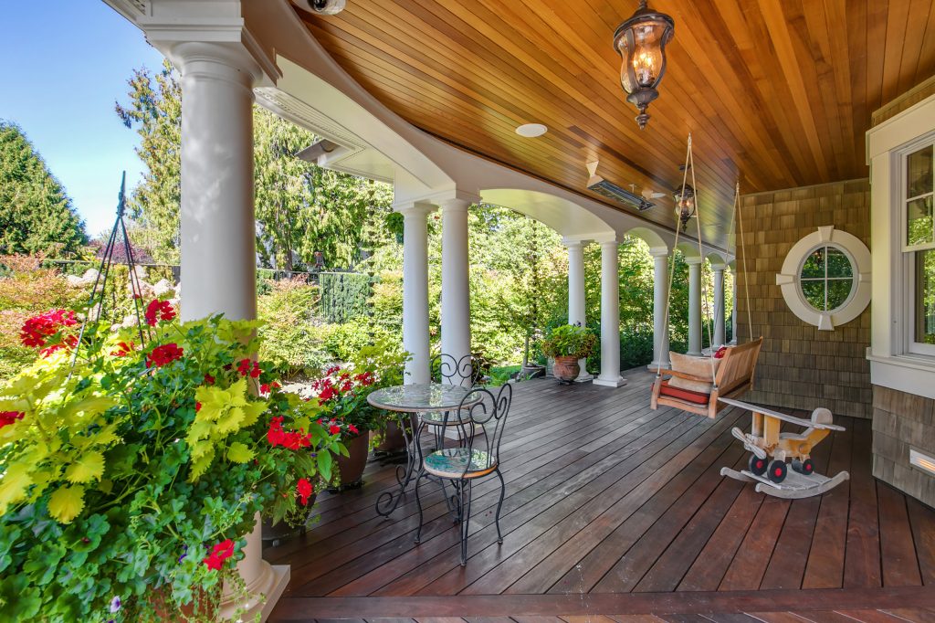 Inspiration for a large victorian porch remodel in Seattle with decking and a roof extension by Kritsonis Lindor | Outdoor Photos | Porch | Landscaping | Landscape Design | Outdoor Living Space | Porch Design Ideas | Outdoor Living Space Ideas | Backyard Design