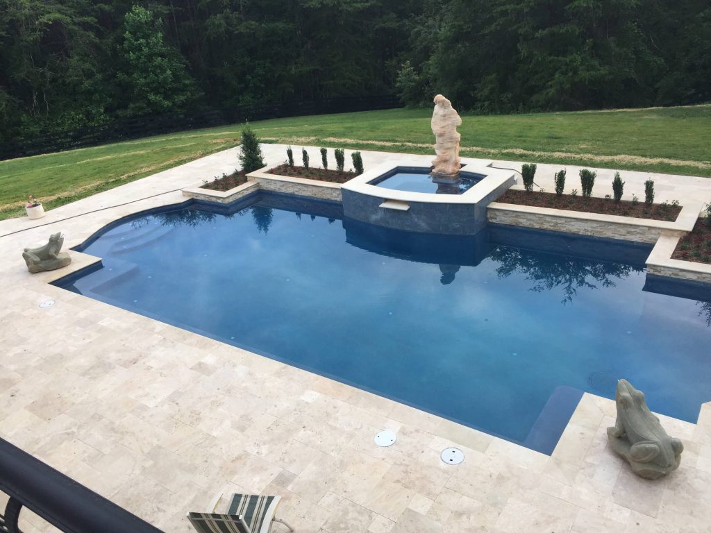 Inspiration for a mid-century modern pool remodel in Charlotte