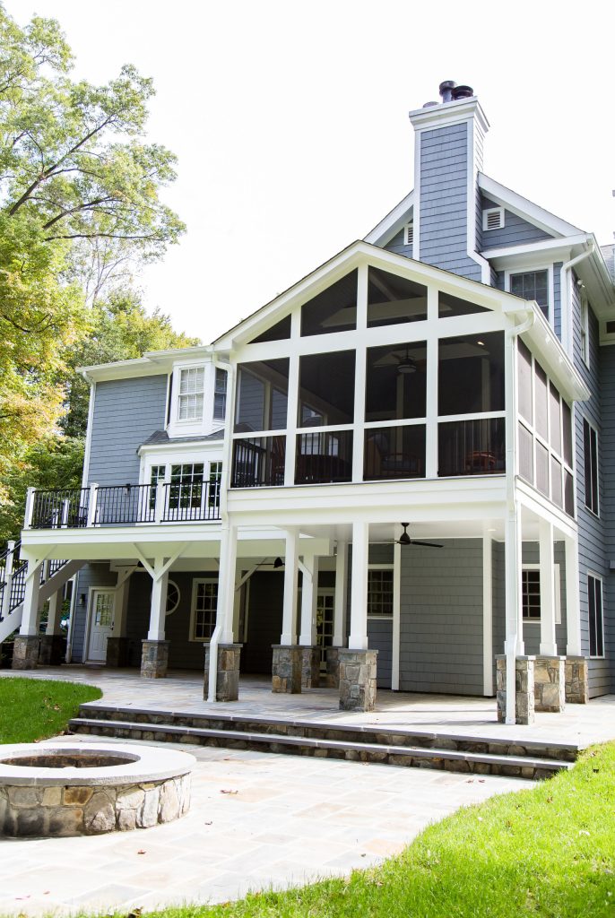 Inspiration for a mid-sized contemporary screened-in back porch remodel in DC Metro by Deckscapes of VA, LLC | Outdoor Photos | Porch | Landscaping | Landscape Design | Outdoor Living Space | Porch Design Ideas | Outdoor Living Space Ideas | Backyard Design