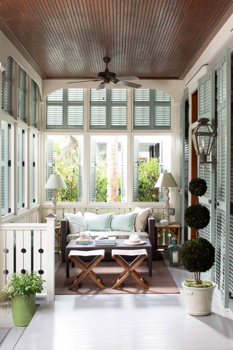 Inspiration for a mid-sized craftsman front porch remodel in Other with decking and a roof extension by THE PAINT CENTERS | Outdoor Photos | Porch | Landscaping | Landscape Design | Outdoor Living Space | Porch Design Ideas | Outdoor Living Space Ideas | Backyard Design