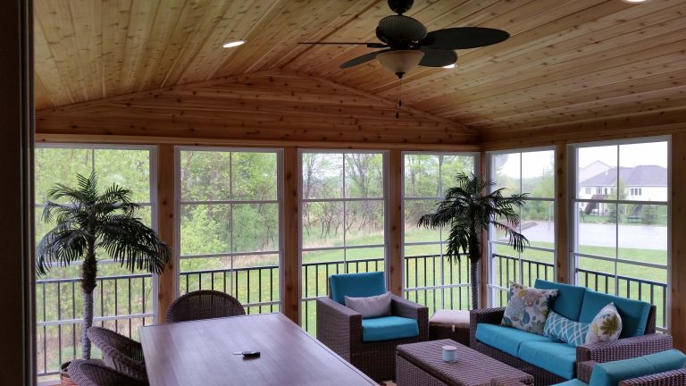 Inspiration for a mid-sized craftsman screened-in side porch remodel in Minneapolis with decking and a roof extension by Schonhardt and Sons Home Improvements | Outdoor Photos | Porch | Landscaping | Landscape Design | Outdoor Living Space | Porch Design Ideas | Outdoor Living Space Ideas | Backyard Design