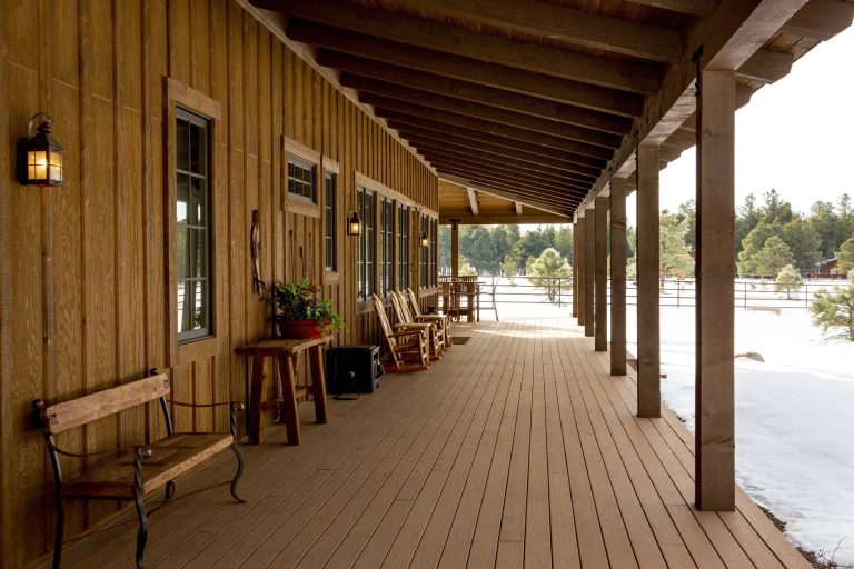 Inspiration for a mid-sized rustic front porch remodel in Phoenix with decking and a roof extension by JKC Inc General Contractor | Outdoor Photos | Porch | Landscaping | Landscape Design | Outdoor Living Space | Porch Design Ideas | Outdoor Living Space Ideas | Backyard Design