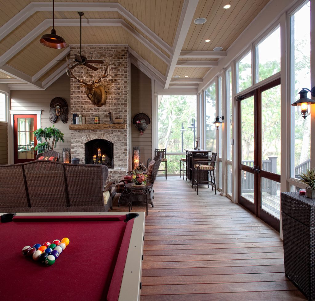 Inspiration for a mid-sized timeless screened-in back porch remodel in Charleston with decking by Court Atkins Group | Outdoor Photos | Porch | Landscaping | Landscape Design | Outdoor Living Space | Porch Design Ideas | Outdoor Living Space Ideas | Backyard Design