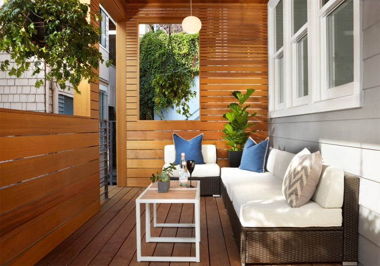 Inspiration for a mid-sized transitional back porch remodel in San Francisco with decking and a roof extension by re+habit design, llc | Outdoor Photos | Porch | Landscaping | Landscape Design | Outdoor Living Space | Porch Design Ideas | Outdoor Living Space Ideas | Backyard Design
