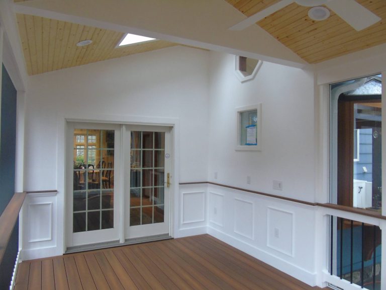 Inspiration for a screened-in back porch remodel in DC Metro with decking and a roof extension by Phoenix Home Services | Outdoor Photos | Porch | Landscaping | Landscape Design | Outdoor Living Space | Porch Design Ideas | Outdoor Living Space Ideas | Backyard Design