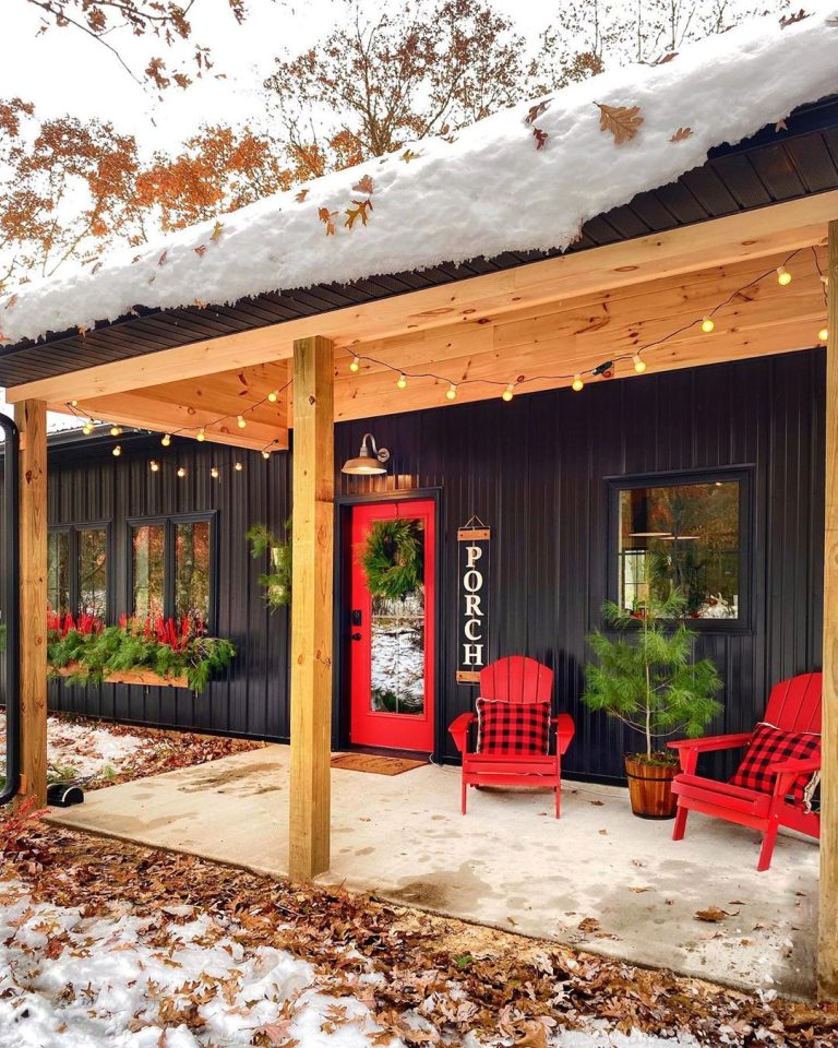 Inspiration for a small cottage concrete front porch remodel in Tampa with a roof extension by HTM Lighting Solutions | Outdoor Photos | Porch | Landscaping | Landscape Design | Outdoor Living Space | Porch Design Ideas | Outdoor Living Space Ideas | Backyard Design