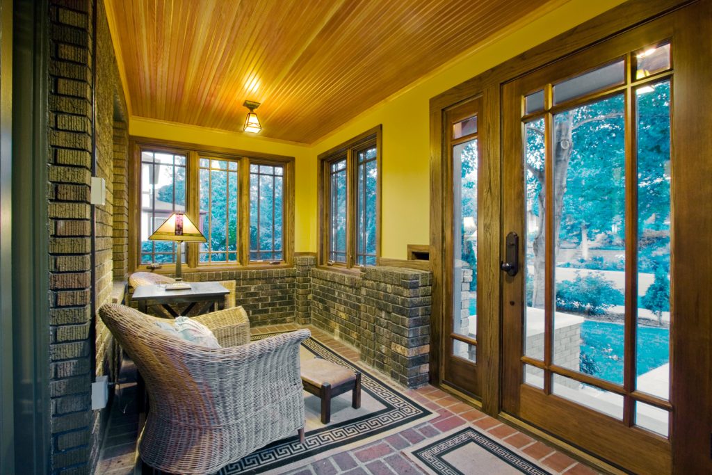 Inspiration for a small timeless screened-in porch remodel in Minneapolis with a roof extension by User | Outdoor Photos | Porch | Landscaping | Landscape Design | Outdoor Living Space | Porch Design Ideas | Outdoor Living Space Ideas | Backyard Design