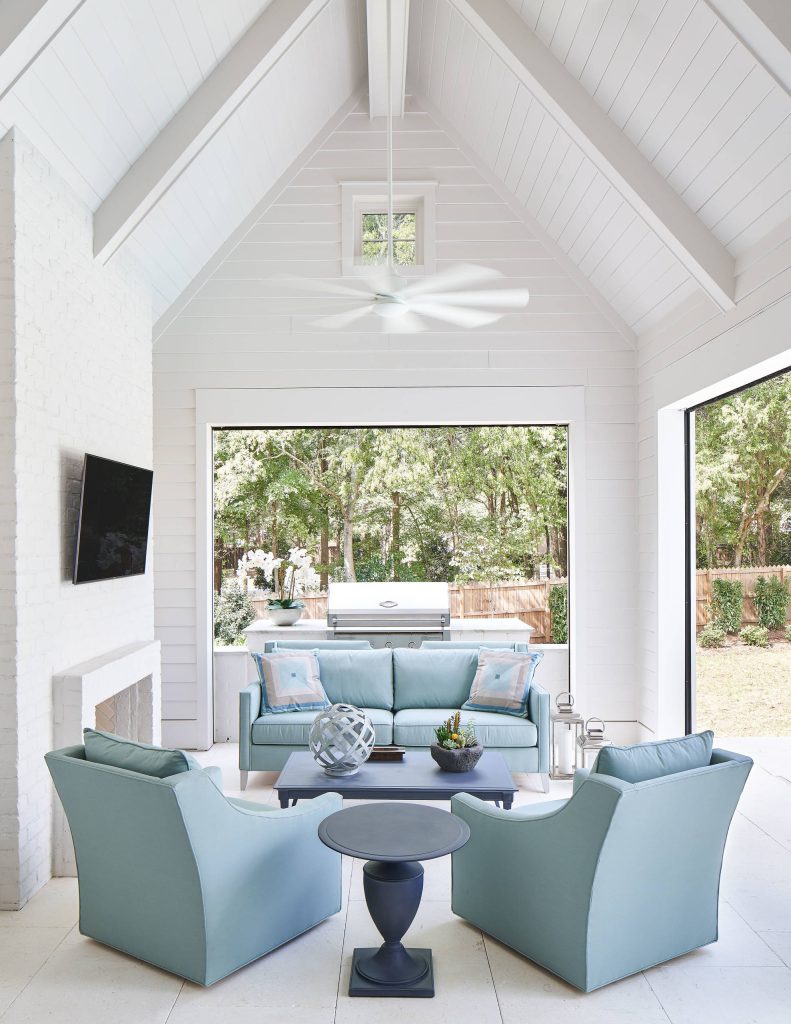 Inspiration for a stone screened-in back porch remodel in Charlotte by Kingswood Custom Homes | Outdoor Photos | Porch | Landscaping | Landscape Design | Outdoor Living Space | Porch Design Ideas | Outdoor Living Space Ideas | Backyard Design