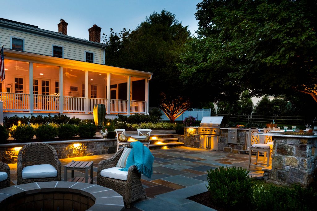 Inspiration for a timeless backyard tile patio kitchen remodel in DC Metro with no cover