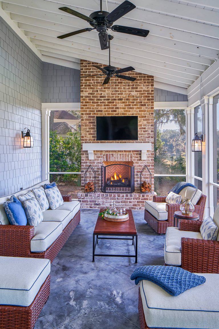 Inspiration for a timeless tile screened-in porch remodel in Atlanta with a roof extension by Brighton Builders,LLC | Outdoor Photos | Porch | Landscaping | Landscape Design | Outdoor Living Space | Porch Design Ideas | Outdoor Living Space Ideas | Backyard Design