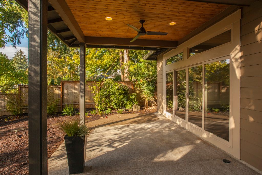 Inspiration for a transitional porch remodel in Portland by Floors 55 | Outdoor Photos | Porch | Landscaping | Landscape Design | Outdoor Living Space | Porch Design Ideas | Outdoor Living Space Ideas | Backyard Design