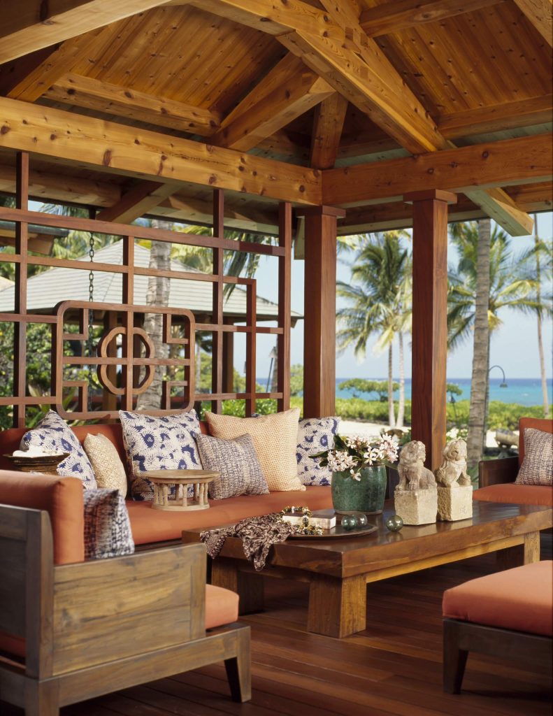 Island style porch idea in Hawaii with a roof extension and decking by ZAK Architecture | Outdoor Photos | Porch | Landscaping | Landscape Design | Outdoor Living Space | Porch Design Ideas | Outdoor Living Space Ideas | Backyard Design