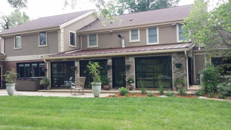 Large classic concrete paver screened-in back porch idea in Louisville with a roof extension by Screens of Kentucky, LLC | Outdoor Photos | Porch | Landscaping | Landscape Design | Outdoor Living Space | Porch Design Ideas | Outdoor Living Space Ideas | Backyard Design