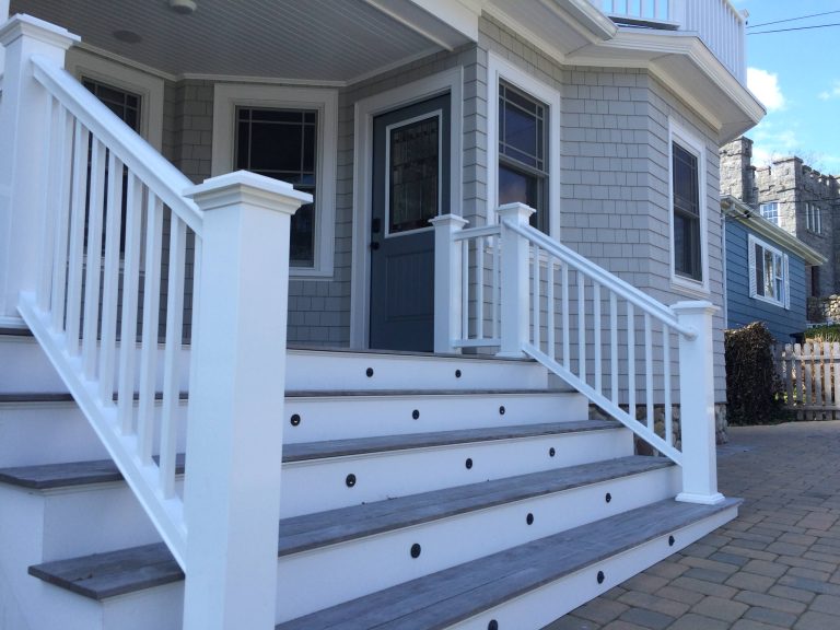 Large classic front porch idea in Orange County with decking and a roof extension by Yankee Remodeler | Outdoor Photos | Porch | Landscaping | Landscape Design | Outdoor Living Space | Porch Design Ideas | Outdoor Living Space Ideas | Backyard Design
