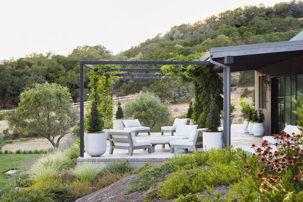 Large country concrete paver porch photo in San Francisco with a pergola by Nick Lee Architecture | Outdoor Photos | Porch | Landscaping | Landscape Design | Outdoor Living Space | Porch Design Ideas | Outdoor Living Space Ideas | Backyard Design