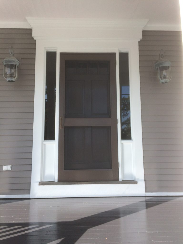 Large elegant front porch photo in Boston with decking and a roof extension by Synergy Home Improvements | Outdoor Photos | Porch | Landscaping | Landscape Design | Outdoor Living Space | Porch Design Ideas | Outdoor Living Space Ideas | Backyard Design