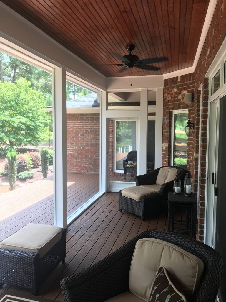 Large elegant screened-in back porch photo in Raleigh by Masters Properties, Inc. | Outdoor Photos | Porch | Landscaping | Landscape Design | Outdoor Living Space | Porch Design Ideas | Outdoor Living Space Ideas | Backyard Design