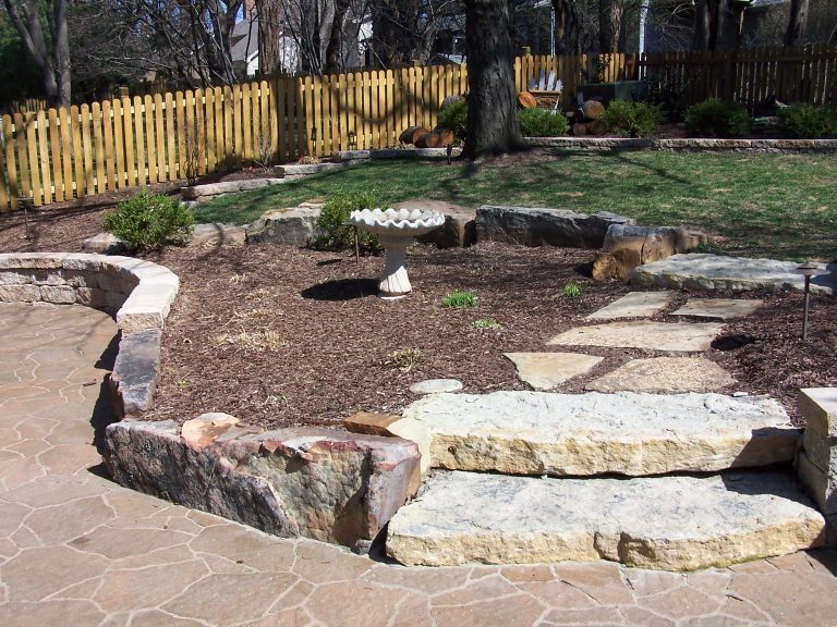 Large stones made the perfect walkway and functioned as a retaining wall for irrigation as well.