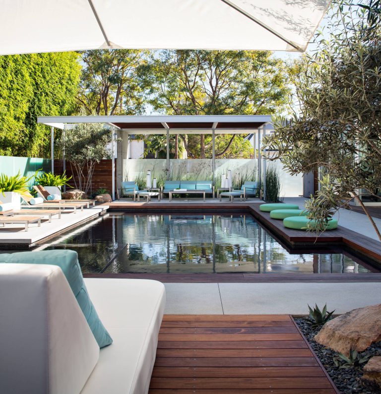 Large trendy backyard concrete and rectangular hot tub photo in San Diego