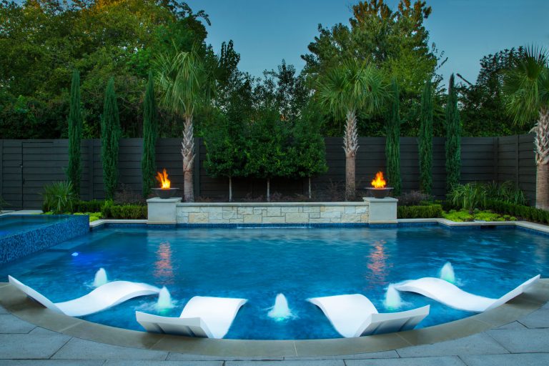 Large trendy backyard custom-shaped lap hot tub photo in Houston