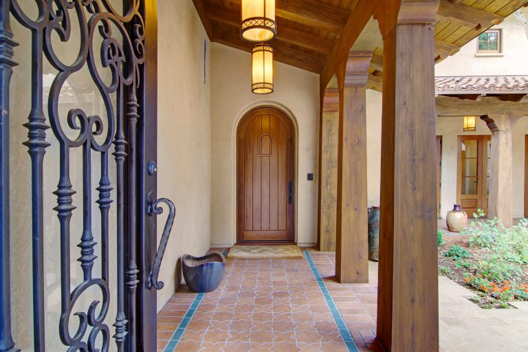 Large tuscan tile front porch photo in San Francisco with a roof extension by Neff Mill & Cabinet Inc. | Outdoor Photos | Porch | Landscaping | Landscape Design | Outdoor Living Space | Porch Design Ideas | Outdoor Living Space Ideas | Backyard Design