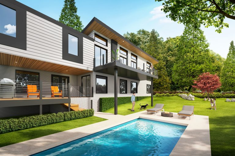 Lower level offers Jr. Mstr and rec rm opening to covered deck with built in hot tub spa for 4-season entertaining. Huge "level" backyard. Modern finishes thru-out.