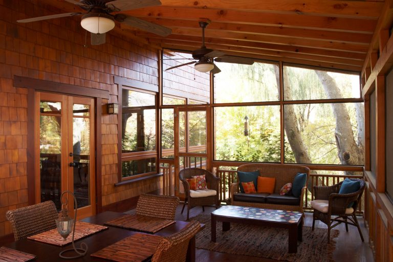 Mid-sized arts and crafts side porch idea in Charlotte by Mel Design Build | Outdoor Photos | Porch | Landscaping | Landscape Design | Outdoor Living Space | Porch Design Ideas | Outdoor Living Space Ideas | Backyard Design