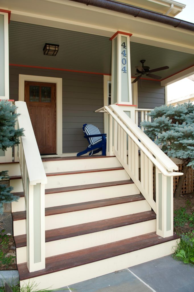 Mid-sized arts and crafts stone front porch idea in DC Metro with a roof extension by WINN Design+Build | Outdoor Photos | Porch | Landscaping | Landscape Design | Outdoor Living Space | Porch Design Ideas | Outdoor Living Space Ideas | Backyard Design