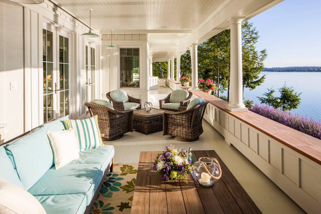 Mid-sized beach style back porch idea in Other with decking and a roof extension by Ken Richmond, Architect | Outdoor Photos | Porch | Landscaping | Landscape Design | Outdoor Living Space | Porch Design Ideas | Outdoor Living Space Ideas | Backyard Design