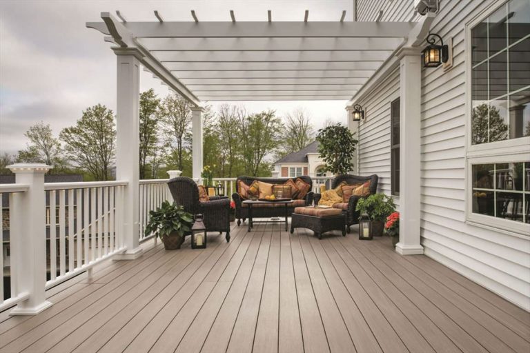 Mid-sized classic back porch idea in Minneapolis with decking and a pergola by Lampert Lumber - North Branch | Outdoor Photos | Porch | Landscaping | Landscape Design | Outdoor Living Space | Porch Design Ideas | Outdoor Living Space Ideas | Backyard Design