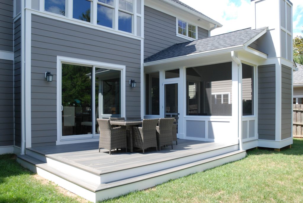 Mid-sized classic screened-in back porch idea in DC Metro with decking and a roof extension by Rollingwood Builders | Outdoor Photos | Porch | Landscaping | Landscape Design | Outdoor Living Space | Porch Design Ideas | Outdoor Living Space Ideas | Backyard Design