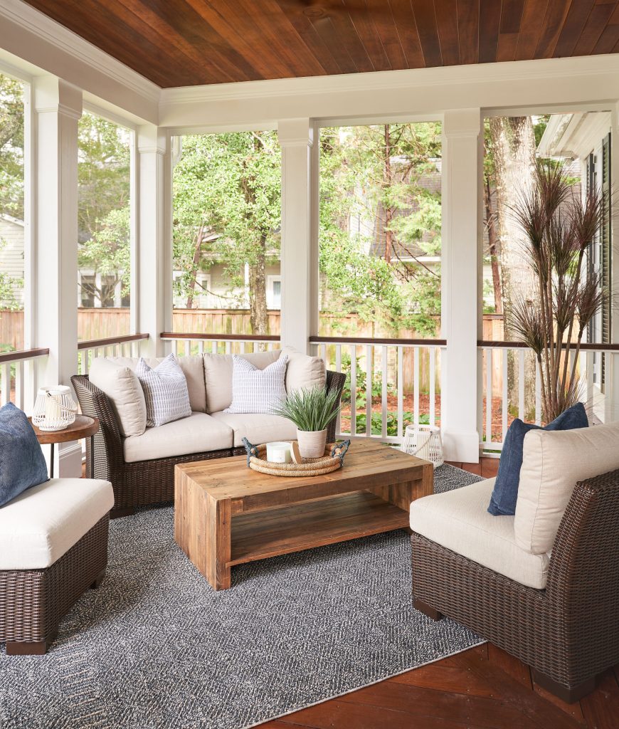 Mid-sized classic screened-in front porch idea in Wilmington with a roof extension by Tongue & Groove Design+Build By Mark Batson | Outdoor Photos | Porch | Landscaping | Landscape Design | Outdoor Living Space | Porch Design Ideas | Outdoor Living Space Ideas | Backyard Design