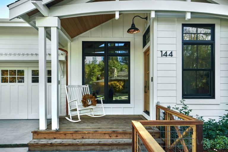 Mid-sized cottage front porch idea in San Francisco with decking and a roof extension by Spaces By Juliana Linssen, Inc. | Outdoor Photos | Porch | Landscaping | Landscape Design | Outdoor Living Space | Porch Design Ideas | Outdoor Living Space Ideas | Backyard Design