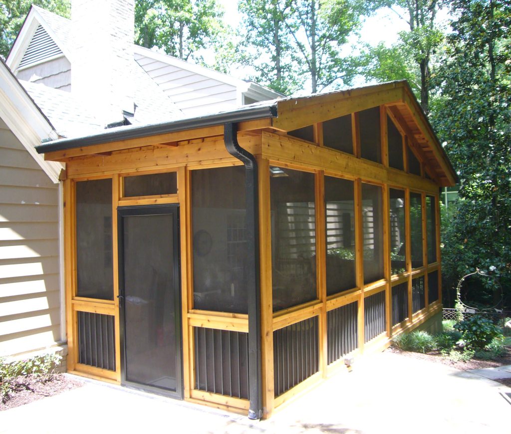 Mid-sized elegant screened-in back porch photo in Atlanta by Synergy Outdoor | Outdoor Photos | Porch | Landscaping | Landscape Design | Outdoor Living Space | Porch Design Ideas | Outdoor Living Space Ideas | Backyard Design
