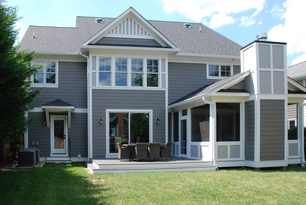 Mid-sized elegant screened-in back porch photo in DC Metro with decking and a roof extension by Rollingwood Builders | Outdoor Photos | Porch | Landscaping | Landscape Design | Outdoor Living Space | Porch Design Ideas | Outdoor Living Space Ideas | Backyard Design