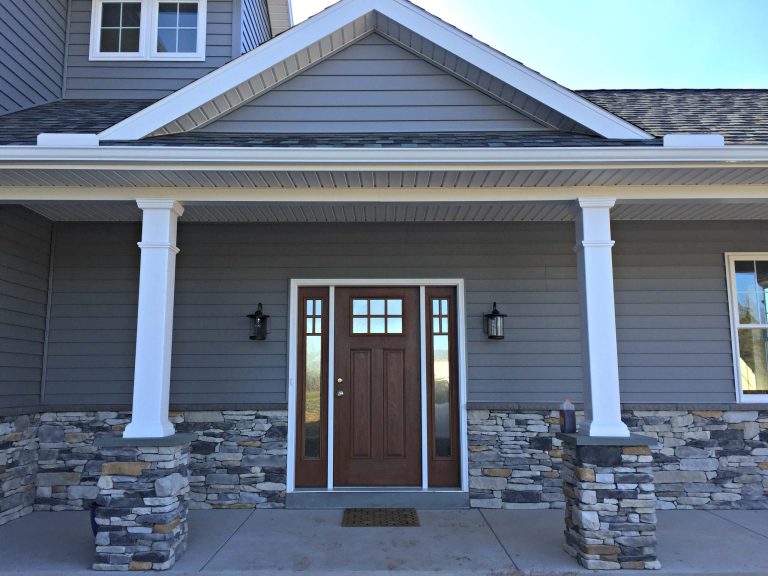 Mid-sized transitional concrete front porch idea in Philadelphia with a roof extension by LA Kehres Building | Outdoor Photos | Porch | Landscaping | Landscape Design | Outdoor Living Space | Porch Design Ideas | Outdoor Living Space Ideas | Backyard Design