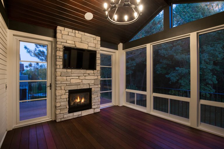 Mid-sized transitional screened-in back porch idea in Minneapolis with decking by City Homes, LLC | Outdoor Photos | Porch | Landscaping | Landscape Design | Outdoor Living Space | Porch Design Ideas | Outdoor Living Space Ideas | Backyard Design