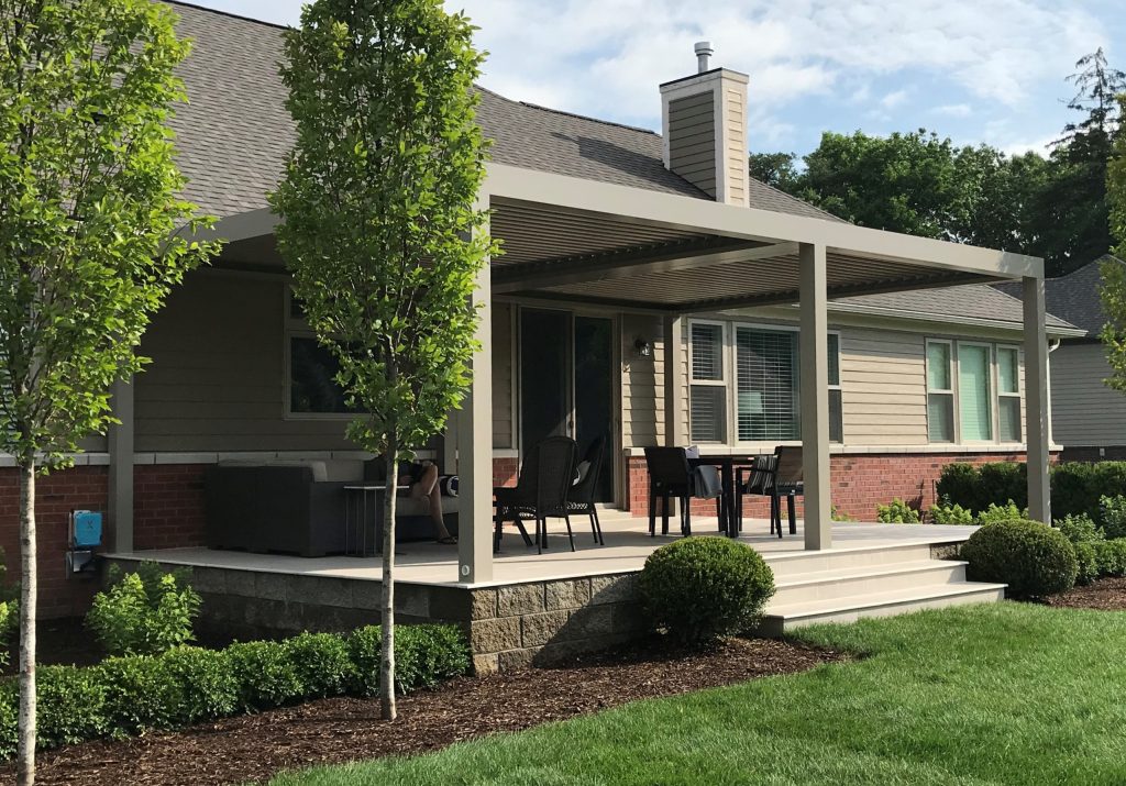 Mid-sized transitional tile back porch photo in Detroit with a pergola by Building Integrity | Outdoor Photos | Porch | Landscaping | Landscape Design | Outdoor Living Space | Porch Design Ideas | Outdoor Living Space Ideas | Backyard Design