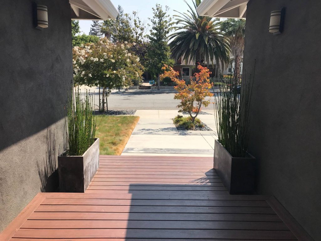Mid-sized trendy front porch idea in San Francisco with decking and a roof extension by All Points Construction Inc. | Outdoor Photos | Porch | Landscaping | Landscape Design | Outdoor Living Space | Porch Design Ideas | Outdoor Living Space Ideas | Backyard Design