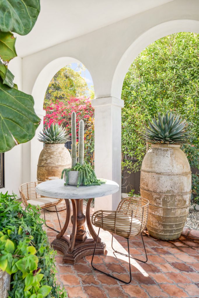 Mid-sized tuscan front yard tile patio photo in Los Angeles by SOL Tile & Marble, Inc. | Outdoor Photos | Porch | Landscaping | Landscape Design | Outdoor Living Space | Porch Design Ideas | Outdoor Living Space Ideas | Backyard Design