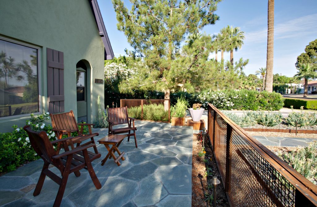 Mid-sized urban stone front porch idea in Phoenix by Greey Pickett | Outdoor Photos | Porch | Landscaping | Landscape Design | Outdoor Living Space | Porch Design Ideas | Outdoor Living Space Ideas | Backyard Design